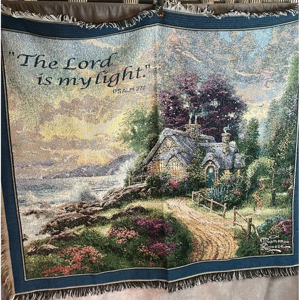 Thomas Kinkade The Lord Is My Light Afghan‎ Throw Blanket Psalm 27:1 56x47
